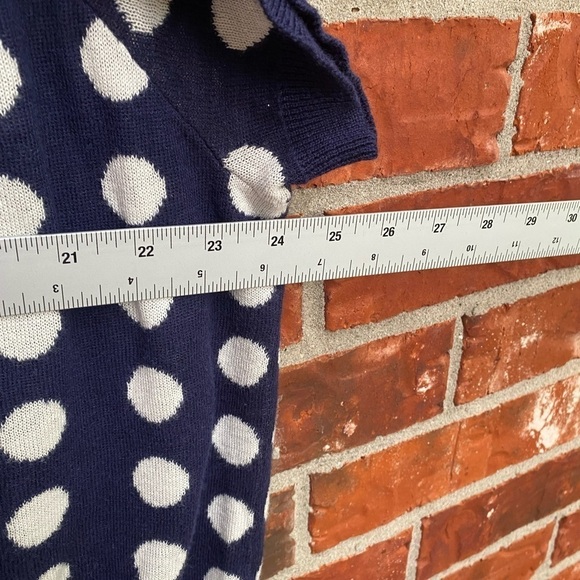 Fervour Womens 3X Navy Blue Polka Dot Scallop Trim Cardigan Sweater - Picture 6 of 8